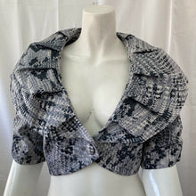 Load image into Gallery viewer, Newport News Women Black and Gray Snake Skin Print Bolero Jacket 12 P