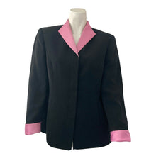 Load image into Gallery viewer, Kasper ASL Blazer Single Breasted Black Pink Accents Womens Petite Size 4