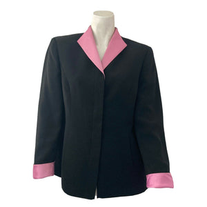 Kasper ASL Blazer Single Breasted Black Pink Accents Womens Petite Size 4