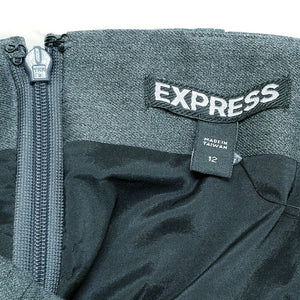 Express Skirt Pleated Charcoal Gray Lined Knee Length Size 12 NWT