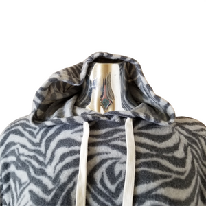 La La Land Hoodie Womens Small Gray Zebra Print NEW