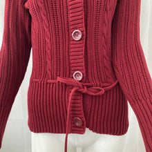 Load image into Gallery viewer, High Sierra Women&#39;s Burgundy Red Cable Knit Button Down Sweater Small