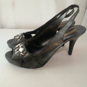 Simply Vera Vera Wang Cicely Womens Graphite Jeweled Slingback Heels 9.5 M