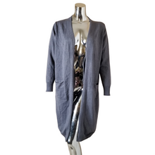 Load image into Gallery viewer, CENY Womens Sweater Long Cardigan Open Front Gray Womens Size Medium