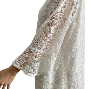 Croft & Barrow Shirt Womens 1X White Lace Bell Sleeve