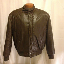 Load image into Gallery viewer, Members Only Mens Vintage Brown Leather Bomber Jacket w Sherpa Lining 42