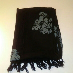 Hibiscus Collection Womens Black Floral Scarf