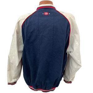 Ecko UNLTD Jacket Vintage Red White Blue Mens Size Large Lettermen Denim Varsity