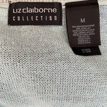 Load image into Gallery viewer, Liz Claiborne Collection Cardigan Sweater Aqua Green Embroidered Med Linen Blend
