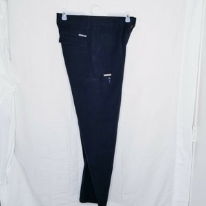 Point Zero Mens Black Twill Casual High Rise Wide Leg Cargo Pants 32