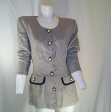 Load image into Gallery viewer, LA Belle Fashions Inc Womens Gray and Black Career Blouse Size 3