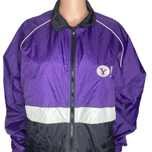 Vintage Yahoo Windbreaker Jacket Mens Medium Purple Black White Lightweight