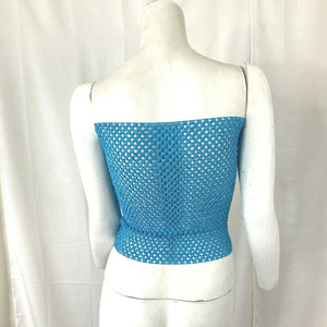 Unbranded Womens Electric Blue Stretch Retro Semi Sheer Tank Top Small Medium