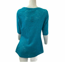 Load image into Gallery viewer, Express Shirt Womens Large Teal Blue Stretch Lace Blouse
