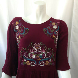 Xhilaration Womens Burgundy Red Embroidered Floral Top Size Medium