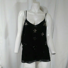 Load image into Gallery viewer, Two By Vince Camuto Womens Black Top w Metallic and Black Sequinned Stars Medium