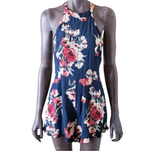 Load image into Gallery viewer, FOREVER 21 Romper Shorts Womens Floral Print Halter Cut Out Open Back Med