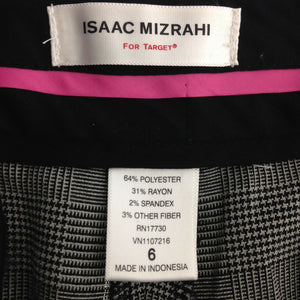 Isaac Mizrahi Womens Gray Black Silver Plaid Pants Size 6