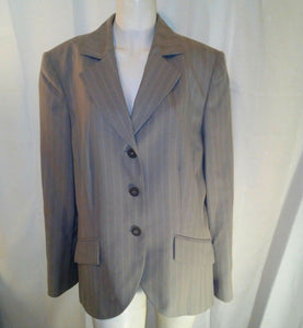 Emma James Suits Womens Plus Sized Gray Pinstriped Suit Jacket Size 16