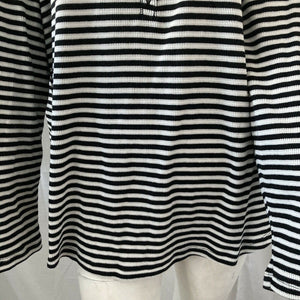 Liz Claiborne Women Plus Size Black and White Ribbed Striped Blouse 2X