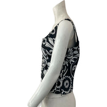 Load image into Gallery viewer, Sandra Darren Womens Black and White Floral Sleeveless Top 8P