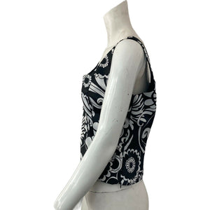 Sandra Darren Womens Black and White Floral Sleeveless Top 8P