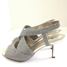 Load image into Gallery viewer, Bandolino Malorie Wishbone Silver Metallic Glitter Sandal 8M BD7Malorie