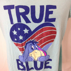 Disney True Blue Eeyore smiling? T-shirt youth girls XXL 20 sparkle heart pooh