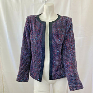 Christopher Banks Petites Women’s Multicolored Fabric Open Front Blazer PL