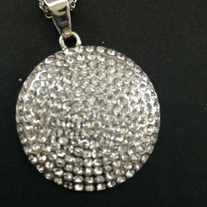 Womens Rhinestone Circle Necklace with Silver Chain