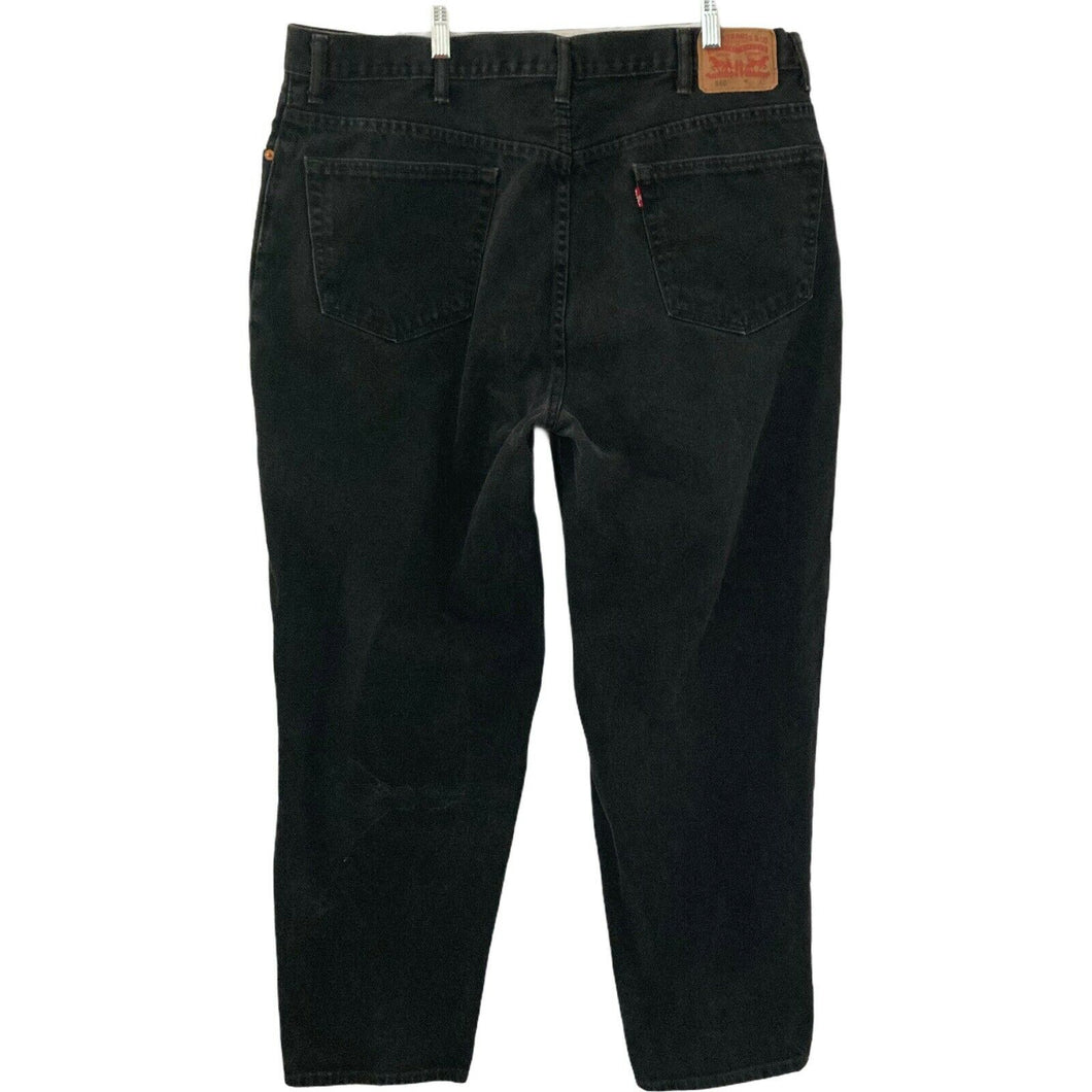 Levis 560 Jeans Mens Black Denim Size 42x34