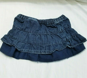 Genuine Baby Osh Kosh Toddler(9mos) Girls Navy Blue Pink Tiered Ruffle Skirt 9M