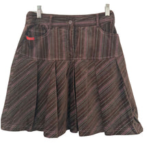 Load image into Gallery viewer, Jong Skirt Mini Pleated Corduroy Brown Striped Womens Size 36