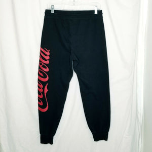 Coca Cola Sweatpants Black Red Drawstring Waist Tapered Leg Jogger Juniors Large