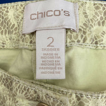 Load image into Gallery viewer, Chicos Size 2 Skimmer Yellow Lace Floral Print Pants Womens Chicos 2 Size 12