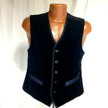 Load image into Gallery viewer, Guess Worlds Finest Dry Good Mens Black Crushed Velvet VTG 80&#39;s Vest Medium rare