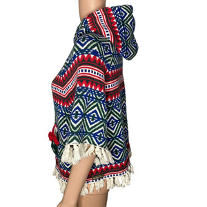 Matilda Jane Poncho Sweater Shaw Girls 8 A Caroling We will Go Multicolored