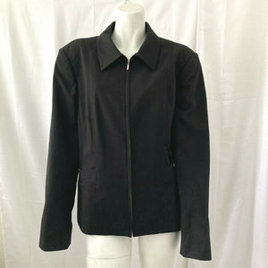 Worthington Works Stretch Seperates Womens Black Zip Front Jacket Size 14