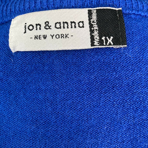 Jon And Anna New York Blue Cardigan Plus Size Sweater 1X