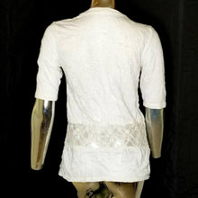Load image into Gallery viewer, Maurices Top Open Front Womens Small White Lace Midriff Short Sleeve