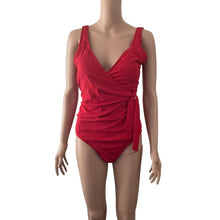 Load image into Gallery viewer, Tommy Bahama Pique Colada Swimsuit Red One Piece Ribbed Bow Womens Size 14