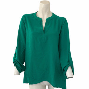 Gibson Blouse Green Jolly Pullover Womens Petite Small