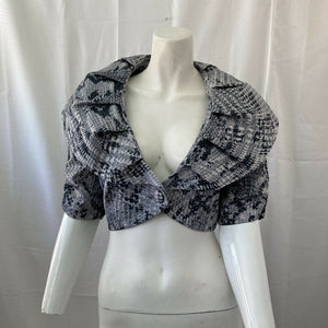 Newport News Women Black and Gray Snake Skin Print Bolero Jacket 12 P