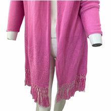 Load image into Gallery viewer, Lilly Pulitzer Open Front Long Cardigan Pink Fringe Womens Size Medium