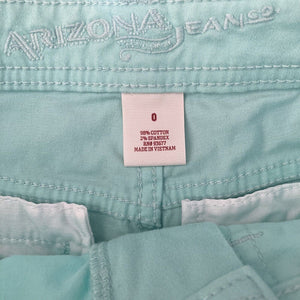Arizona Jeans Shorts Aqua Green Womens Size 0