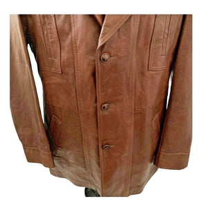 Vintage 80s Leather Jacket Brown Cabretta Leather by Grais size 42 Regular