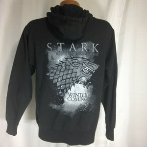 HBO Game of Thrones Stark Winter is Coming Mens Black Hooded Sweat Jacket Small