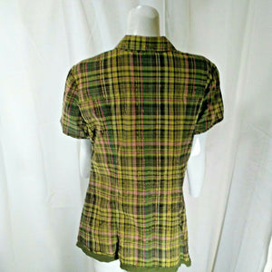 Venezia Womens Multicolored Plaid Short Sleeve Blouse Size 18 20