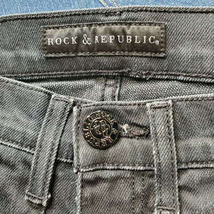 Rock & Republic Suzie Womens Black Denim Wide Leg Jeans Size 24