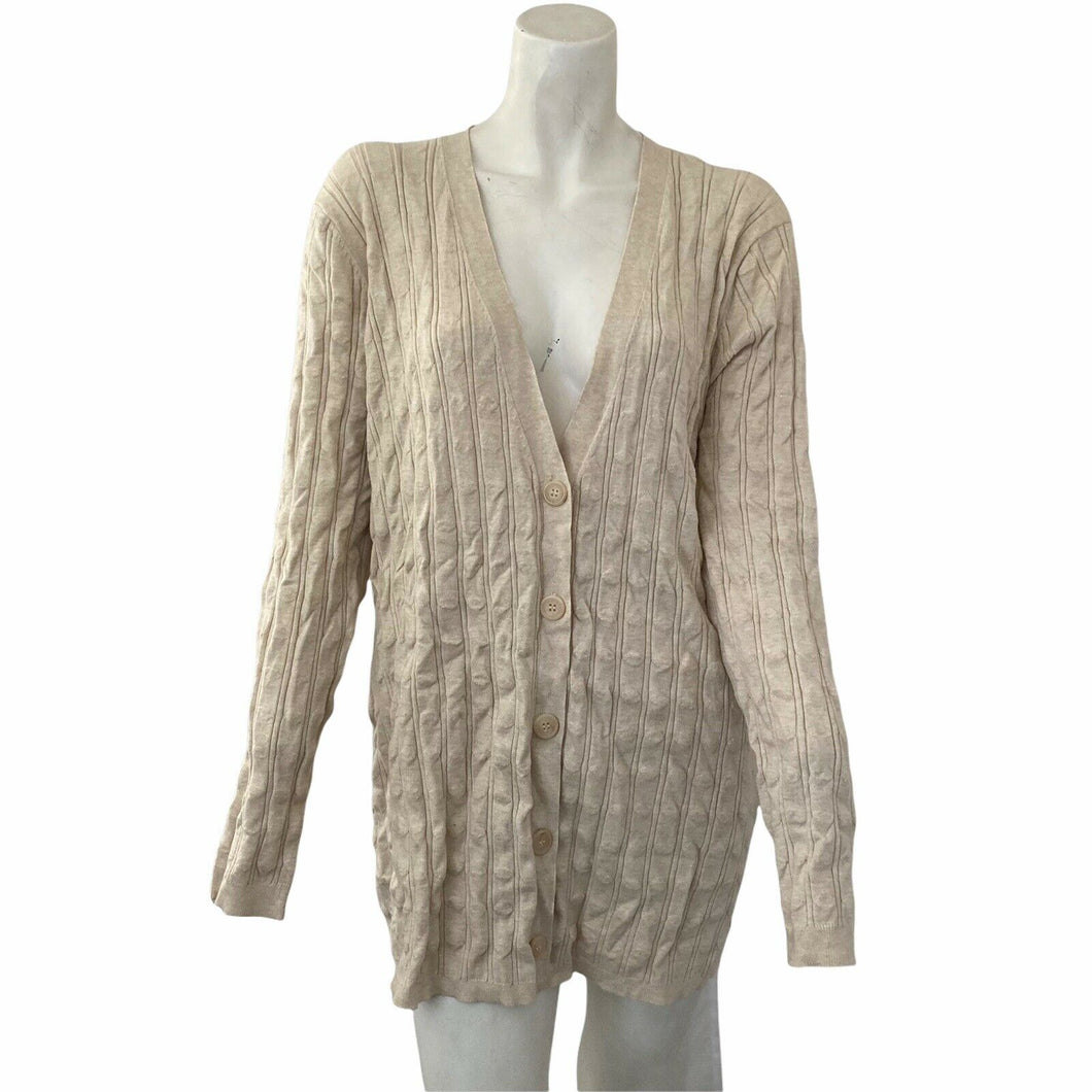 Joseph A Sweater Long Cardigan Oatmeal Heather Beige Womens Size Large